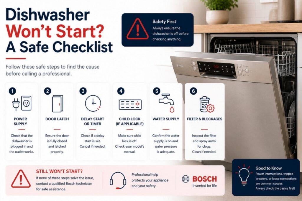 Dishwasher Won’t Start? A Safe Checklist